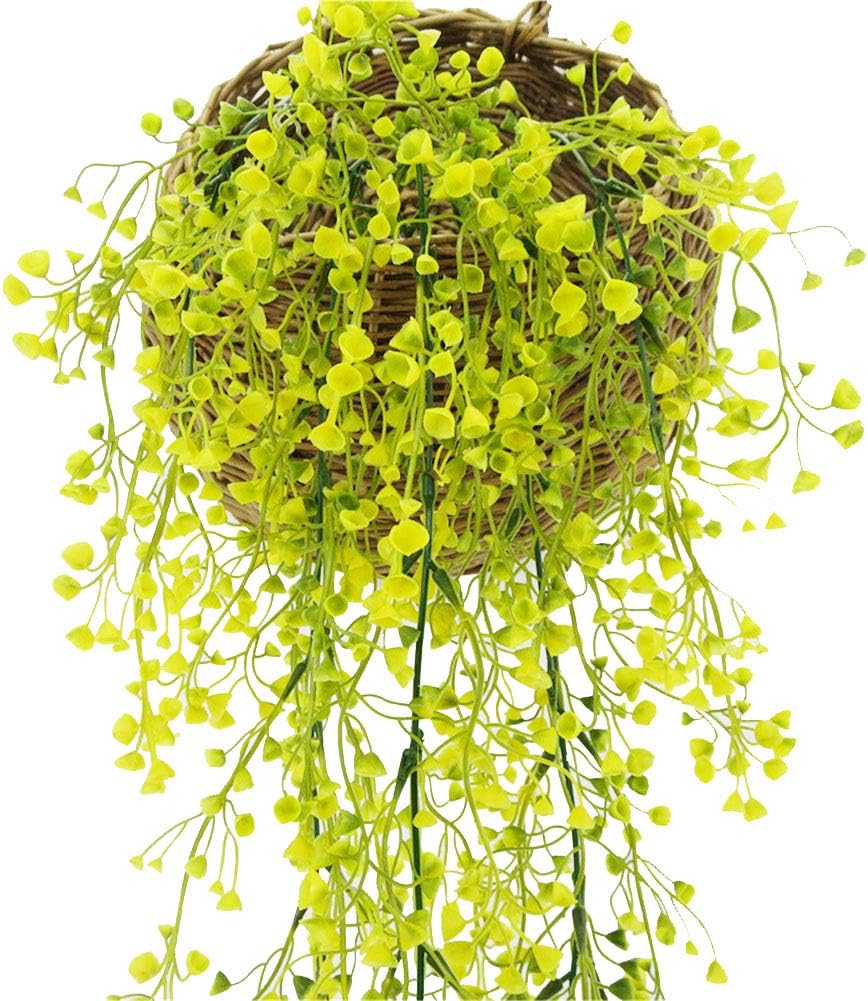 Crt Gucy 33.5" Artificial Fake Hanging Flowers String Plant Vine for Home Garden Wall Decoration, Yellow