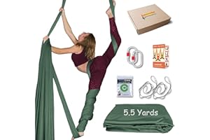 Luceinvita Aerial Yoga Hammock 5.5 Yards Aerial Silks for Home Premium Nylon Silk for Gymnastics Fitness Anti-Gravity Flying Kit Include Hardware