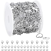 SMYHTGLIF 4 Meters Silver Hollow Heart Chain for Jewelry Making Stainless Steel Star Chain Bulk Craft Jewelry Findings
