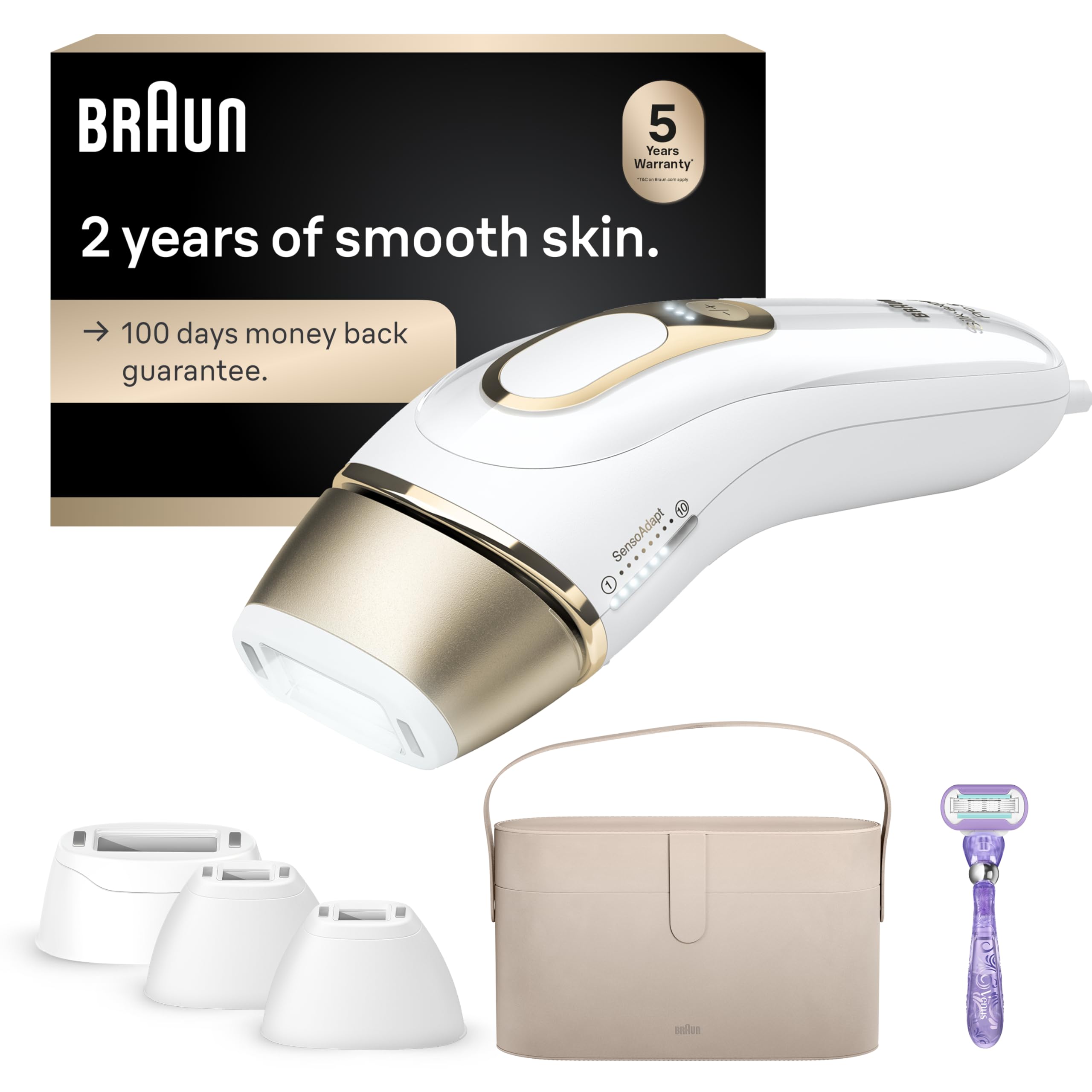 Photo 1 of Braun Smart IPL, Silk·Expert Pro 5: at Home Laser Hair Removal for Women and Men, Permanent Visible Hair Reduction in Hair Regrowth for Body & Face, Wide Head and Two Precision Heads, IPL5347
