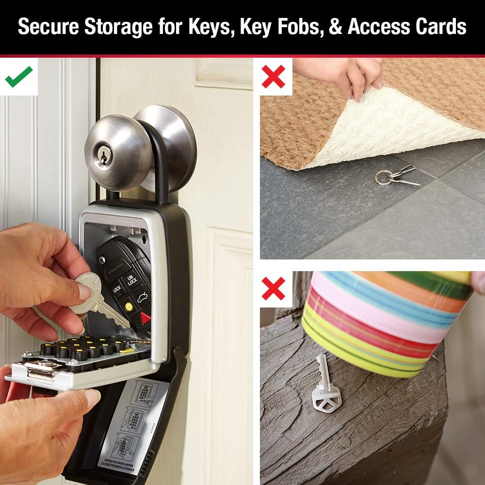 Master Lock 5422D Set Your Own Combination Portable Push Button Lock Box, 5 Key Capacity, Black - - 