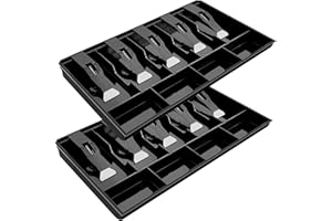Hoteam 2 Pcs Cash Drawer Cash Drawer Tray Cash Tray Money Tray Cash Register Drawer Insert Tray with Plastic Clip, for Money Coin Storage (5 Bills 4 Coins)