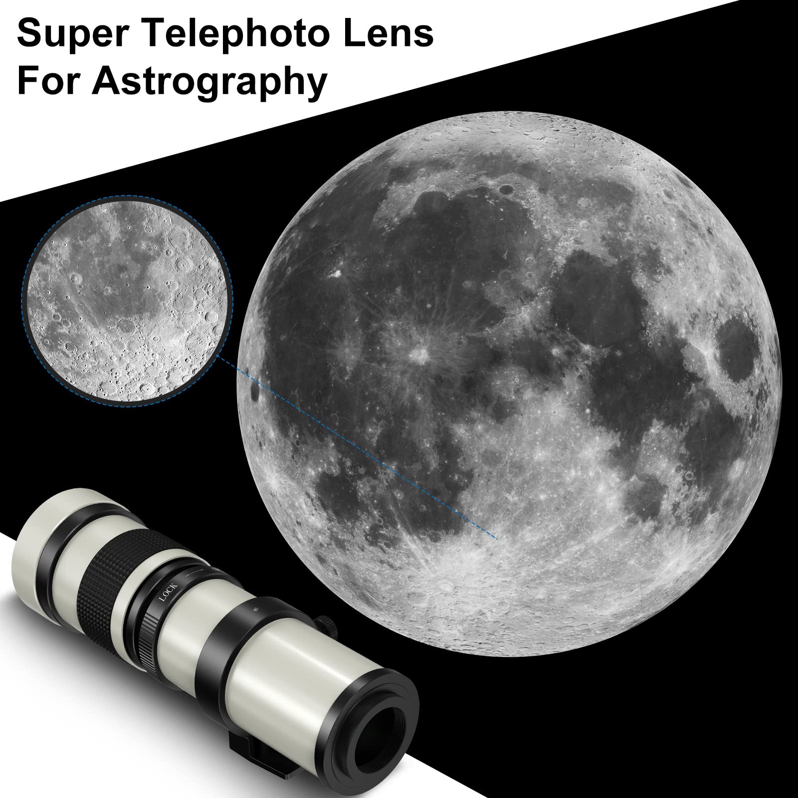 JINTU 500mm-1000mm Teleobjektiv für Canon EOS SLR Kamera 4000D 2000D