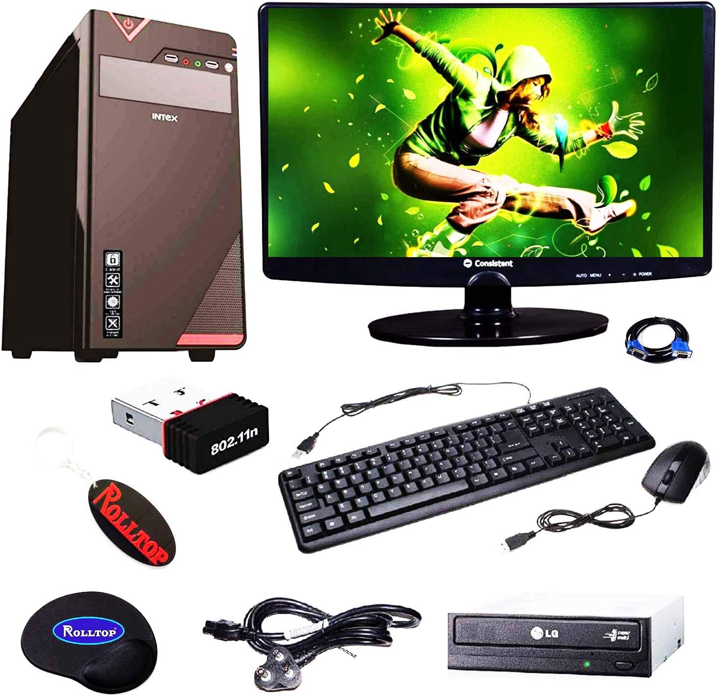 ROLLTOP ® LED 15.6" Monitor Assembled Desktop Computer (Intel Dual-Core 2.6 GHz Pentium Processor, H61 Motherboard, 4 GB DDR3 RAM, 500 GB Hard Disk, DVD R/W with Windows 10 Professional Trial)