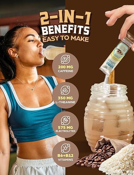 KLASS VIDA HYDRATION + ENERGY ELECTROLYTE DRINK MIX – COFFEE HORCHATA AGUA FRESCA FLAVOR | SUGAR-FREE POWDER WITH CAFFEINE, L-THEANINE, COCONUT WATER & MINERALS | 15 SINGLE-SERVE STICK PACKS