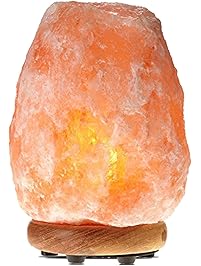 Himalayan Glow WBM 1002 large Salt lamp. ETL Certified himalayan pink salt lamp with Neem Wood Base/salt lamp light bulbs and Dimmer Control, Crystal, 9" x 5" x 5", 8-11 LBS
