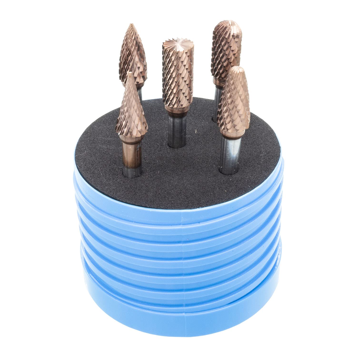 10mm Head with 20mm Cutting Length and 6mm Shank Carbide Burrs 5pcs Set (ZYAS, WRC, SKM, RBF, SPG) for Soft and Hardened Steel, Stainless Steel and Other Materials