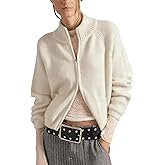 Gnveub Zip Up Sweaters for Women Long Sleeve Chunky Knit Sweater Jackets Cropped Cardigans Outerwear Coats with Pockets