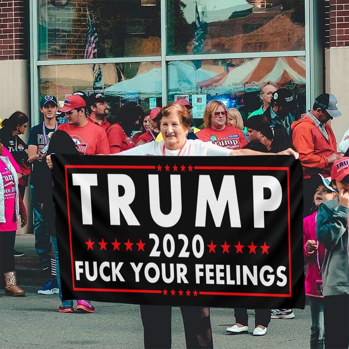 Itupzii Trump 2020 FCK Your Feeling Flag - Brass Grommets Vivid Color 3x5 Feet Home Decoration, Garden Decoration, Outdoor Decoration: Home & Kitchen