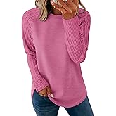SAMPEEL Sweatshirt for Women Long Sleeve Shirts Crewneck Sweaters Fall Fashion Outfits 2025 Trendy Tunic Tops Plus Size