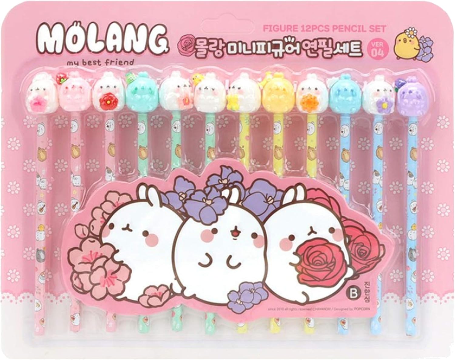 Amazon Molang ミニフィギュア鉛筆セット 韓国文房具 12ea 1セット Ver 02 鉛筆 文房具 オフィス用品