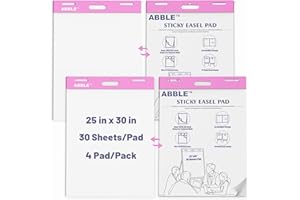 ABBLE Large Note Pads, Super Sticky Easel Pad, Easel Pads Flip Chart Paper, Large Easel Paper Pad, Anchor Chart Paper, Giant Sticky Notes for Wall, Big Sticky Notes, Meeting Notes, 25 x 30 in, 30 Sheets/Pad