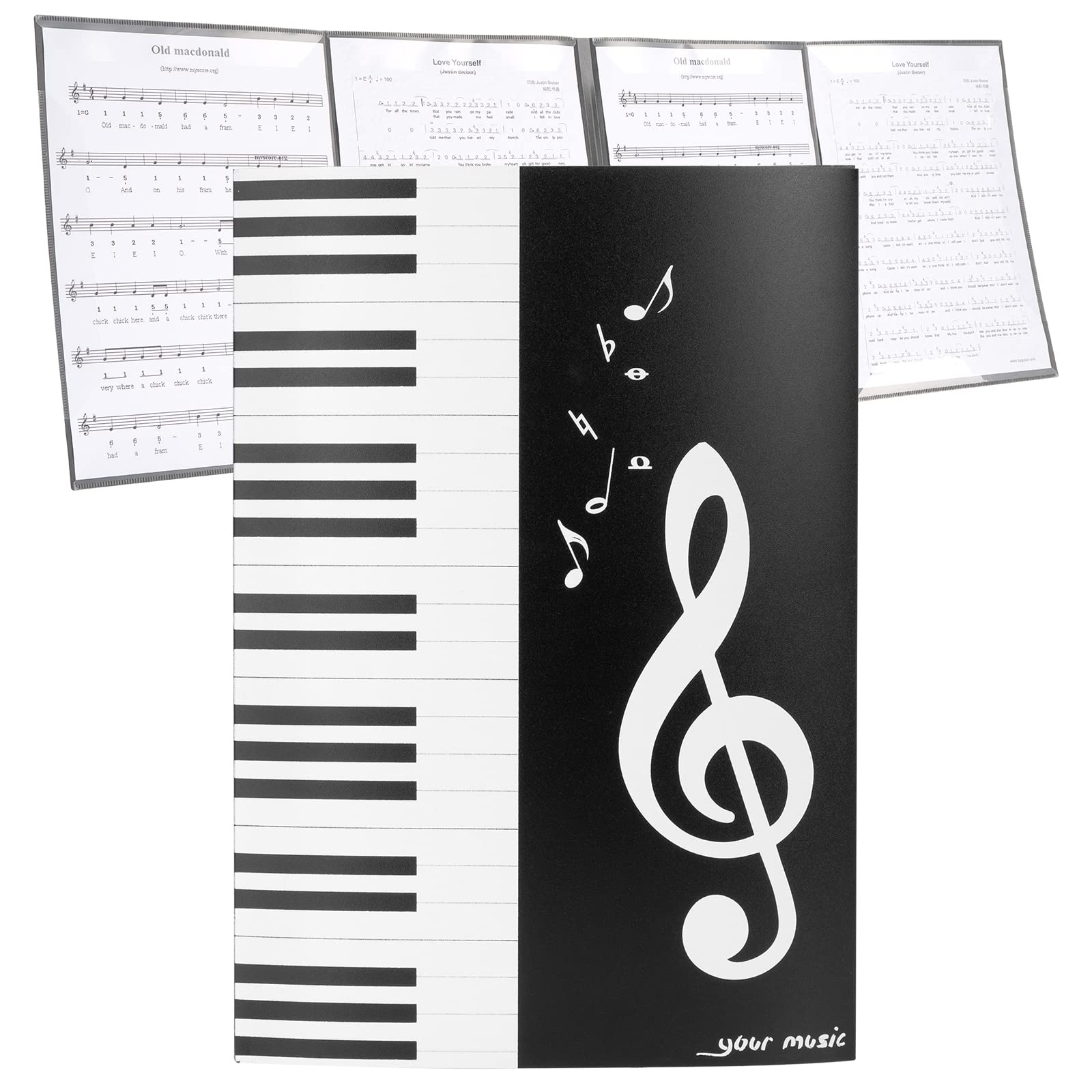 Musiin 6-Pages Piano Sheet Music Folder A4 Tri-Fold Expandable Organizer for Orchestra Chorus Piano Arrangement Performance Music Sheet Files