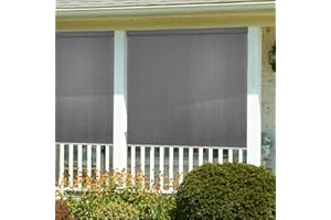 JUNKOGO Patio Shades Roll Up Outdoor Blinds, 8x8ft Waterproof Exterior Roller Shade Light Filtering Blinds for Porch, Yard, Balcony, Deck, Gazebo