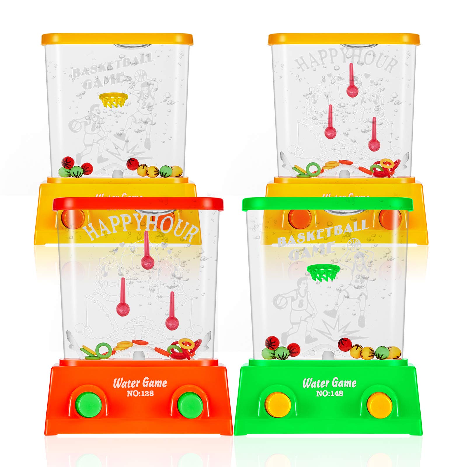 Gejoy 4 Pieces Water Games Handheld Valentines Day Gifts for Kids Mini Ring Toss Retro Pastime Toys Car Games Birthday Party Favor for Classroom Kids Adults Gifts