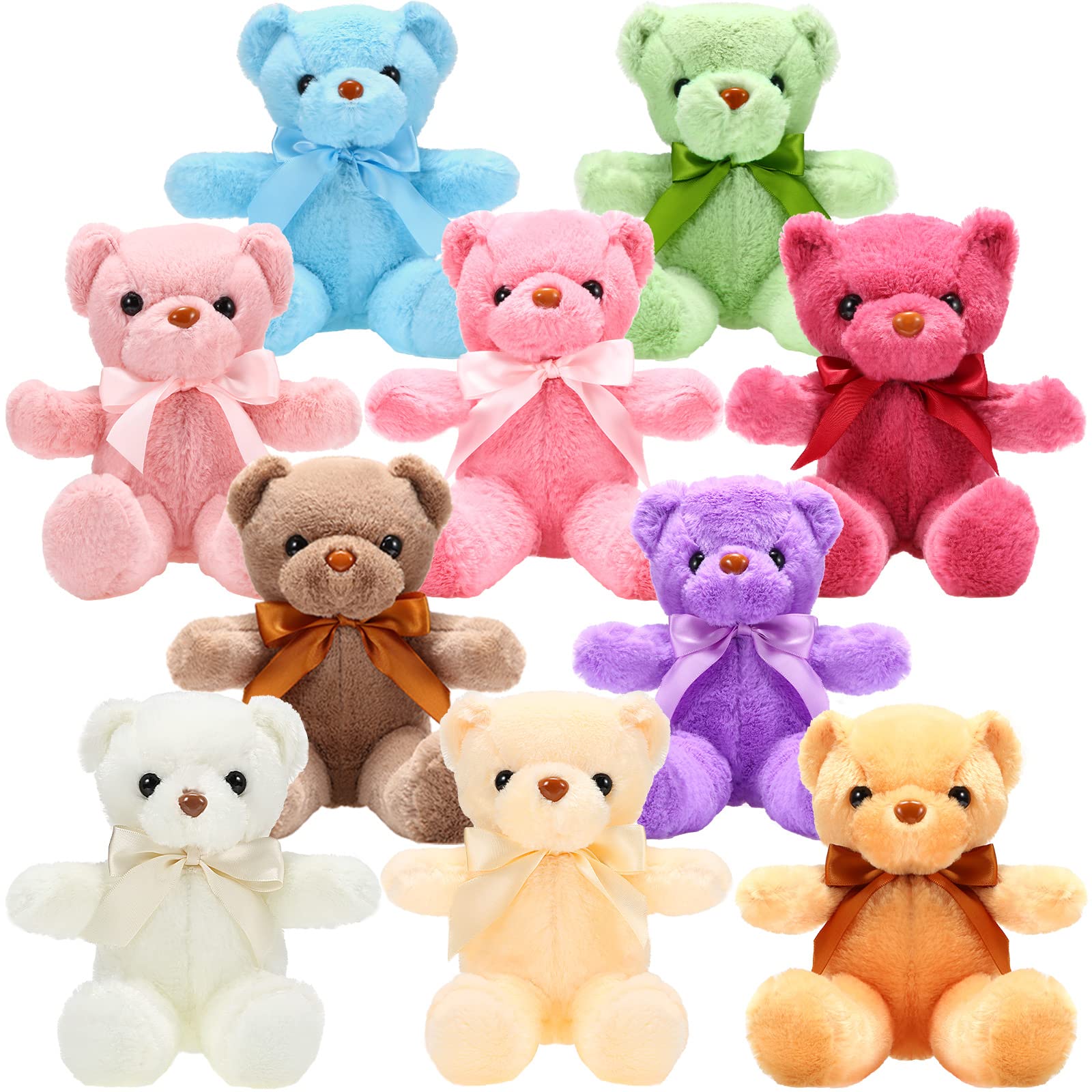 Photo 1 of Skylety 10 Pcs 12 Inch Valentines Bears Bulk Stuffed Animals Soft Gift Bears with Ribbon Bow for Birthday Wedding Party Favor(Bright Colors)