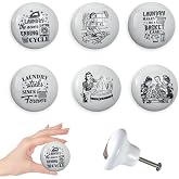 Lasyman Set of 6 Vintage Ceramic Cabinet Laundry Room Furniture Handles Dresser Drawer knobs and Pulls 1.5 x 1.5 Inches