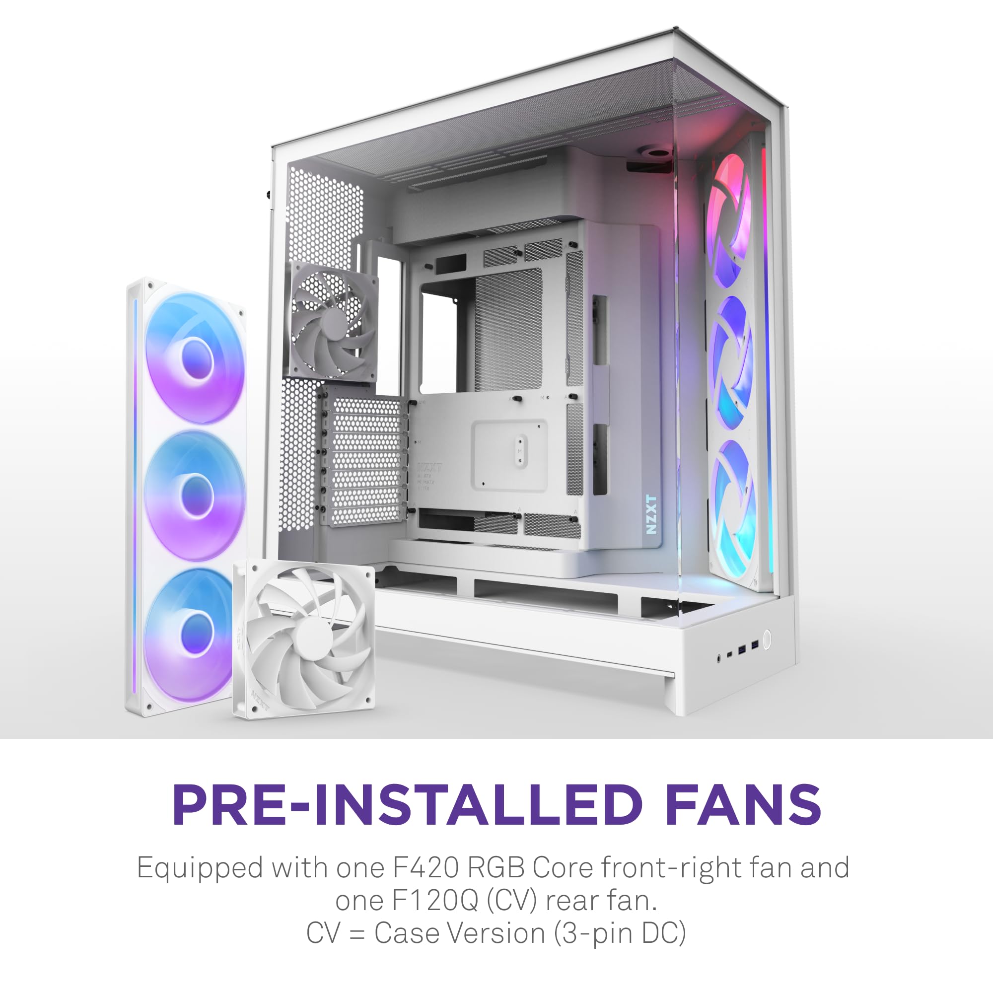 Nzxt H9 Flow Rgb Case Front Panel Showing Perforated Steel And Tempered Glass