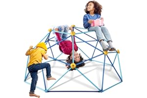 SMkidsport 6FT Geometric Dome Climber for Kids 3-10 - Heavy Duty 1000LB Capacity Jungle Gym with Hammock