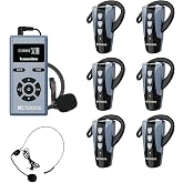Retekess TT106S Assistive Listening System, Simultaneous Interpreting | for Training, Interpreting, Church, 2.4G,Built-in Microphone, Mute Function, 50H, Clear Sound, 200m, 9999 Channel,(1TX 6RX)