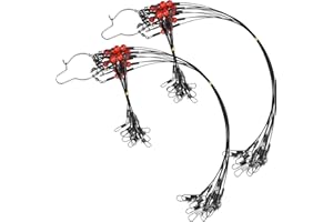 VATEICO Fishing Leaders Rigs,12pcs/24pcs Ser Fishing Leader Line Rig with Swivel Snaps Red Beads for Baits Lure and Hooks Saltwater Fishing Leader Wire Bottom Rig