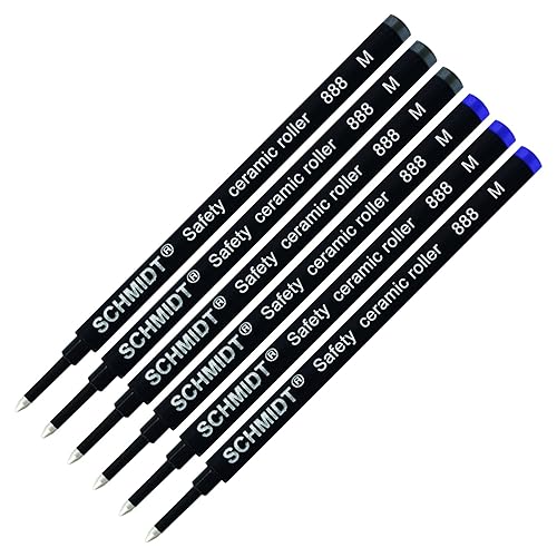 Pack of Schmidt 888 M Safety Ceramic Rollerball Refill Blue