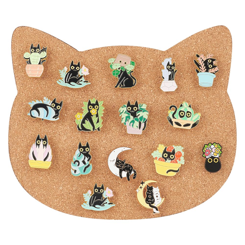 BENECREAT Pin Board Cat Cork Board, 1cm Thick Bulletin Display Board Wall Mounted Cork Board for Brooch Pin Storage, Office Home Festival Valentine's Decor, 19.8x17cm