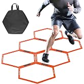 Reonite 6 PCS Hex Agility Rings, Speed Rings for Agility Footwork Training | Premium Hexagon Rings, with Carry Bag, Portable Agility Hurdles Ladder