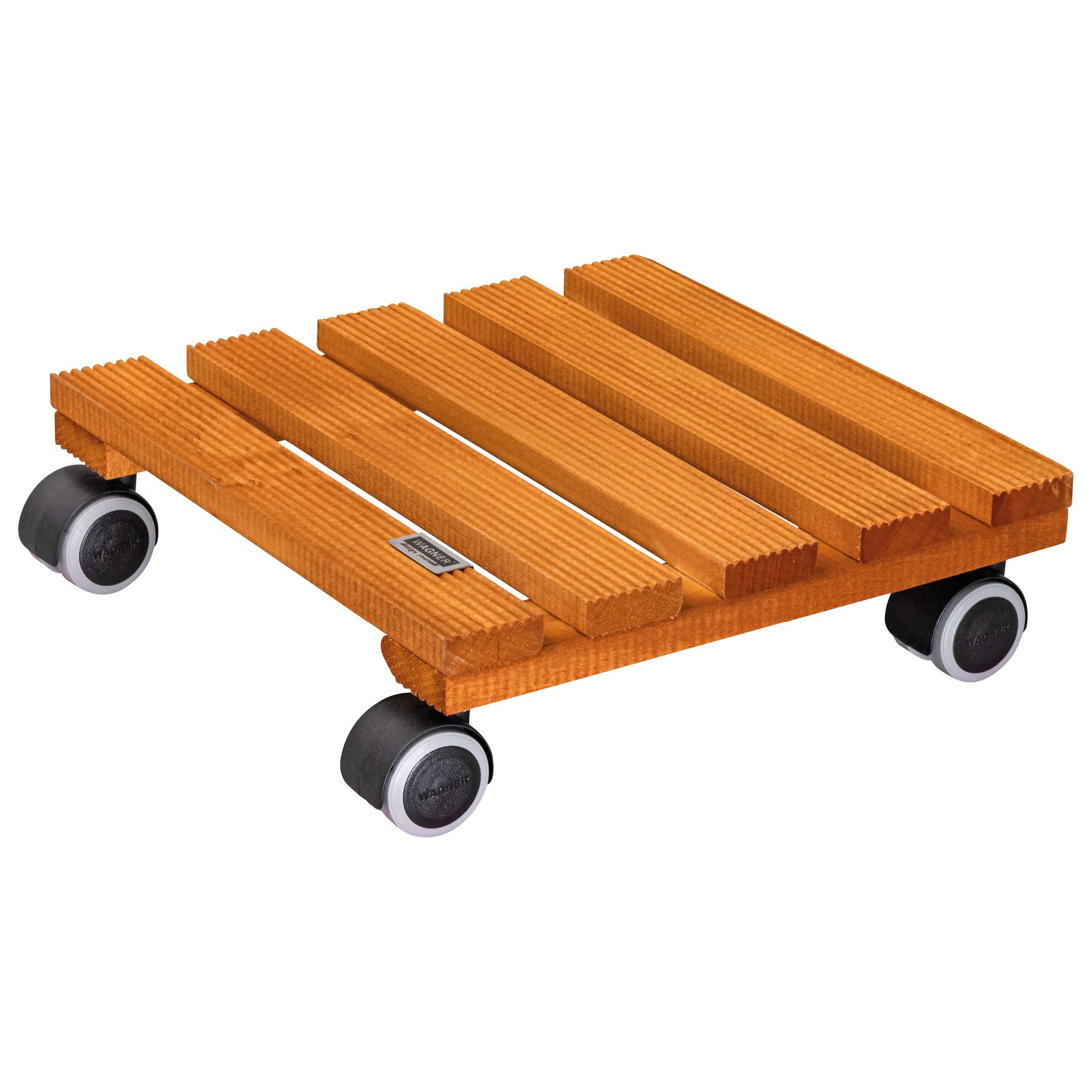 WAGNER Plant trolley COUNTRY 28 x 28 x 8 cm I For indoor I Non-slip rolling board I Made of FSC®-certificated solid wood, chestnut colour I Soft castors I Load capacity 100 kg I Made in EU - 20020201