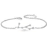 BriLove Gifts for Mom Women 925 Sterling Silver CZ Horoscope Zodiac 12 Constellation Astrology Link Bracelet for Mothers Day/Valentines Day/Birthday/Christmas/Anniversary