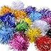 BESTTOYHOME 20 Piece Assorted Color Sparkle Balls My Cat's All Time Favorite Toy Tinsel Pom Poms Glitter