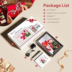 Frameo 10.1" Digital Picture Frame, Gray Wood Smart