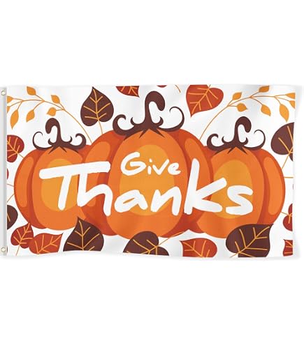 Thanksgiving Flagge 3x5 Ft – „Thankful Grateful Blessed“ Mit Sonnenblumen & Kürbis, Polyester, Outdoor-Deko