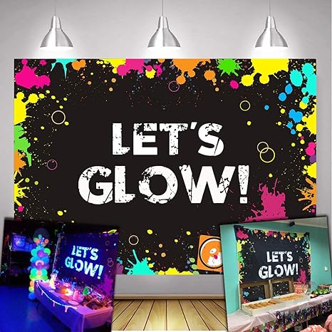 Daniu Glow Neon Party Backdrop Let S Glow Splatter Amazon Co Uk