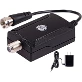 GE Indoor HD Digital TV Antenna Amplifier | Low Noise Antenna Signal Booster, Clears Up Pixelated Low-Strength Channels, Smart TV VHF UHF, AC Adapter, Black, 42178