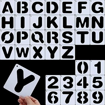 Amazon Co Jp Yaomiao 文字ステンシル アルファベットテンプレート アルファベットステンシル 再利用可能 プラスチックアートクラフトステンシル 数字付き ホーム キッチン