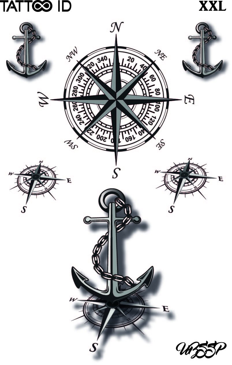 Tattoo Id Xxl Marins Ancora E Rosa Dei Venti Tatuaggio Di