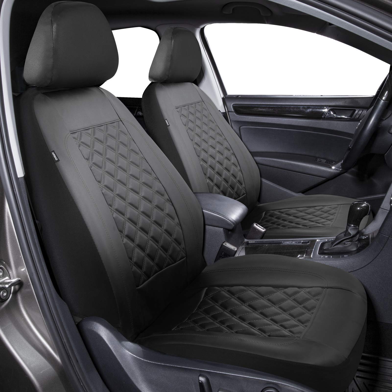 Fremont AUTO Car Seat Covers Universal Full Set Seat Covers 9 Pieces - Airbag Compatible, Fit for 95% Cars, Trucks, SUVs (PVC Leather) (Black)