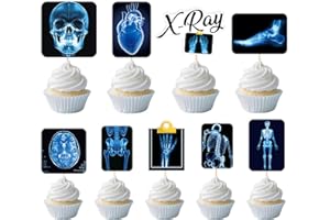 Deorfuy Radiology X Ray Party Decorations, 36PCS Xray Cupcake Toppers Birthday Decoration X-Ray Medical Theme Cupcake Picks Baby Shower Supplies for Radiology Doctor
