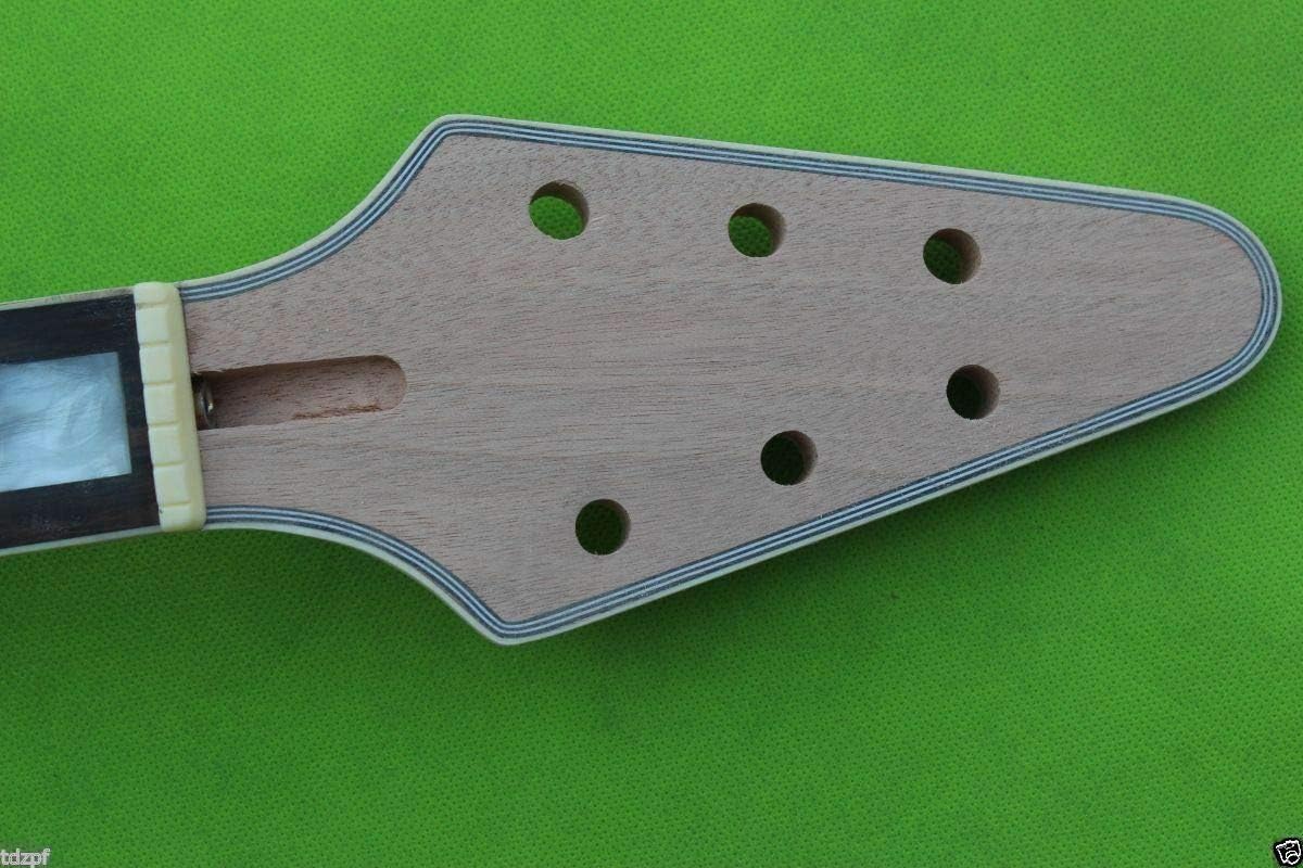 Yinfente Guitar Neck 22 fret 24.75 inch Electric Guitar Rosewood Guitar Fretboard Binding Headstock Block Inlay - Image 4