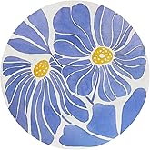 QUICQOD Abstract Boho Flower Mouse Pad,Neutral Floral Blue Round Mousepad for Home Office Dorm Desk Decor,Boho Gifts for Women Girls 8.7 x 8.8 Inches