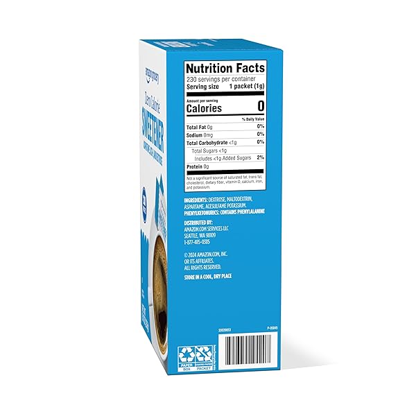 AMAZON GROCERY, ZERO CALORIE ASPARTAME SWEETENER PACKETS, 230 CT (PREVIOUSLY HAPPY BELLY, PACKAGING MAY VARY)