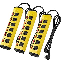 ANNQUAN 3PCS 6 Outlet Metal Power Strip with 6