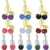 ANDGING Cherry Bag Charm Set 12 pcs Cute Cherry Keychain Cherries Purse Charms for Women Gold Red Black Key Chain Accessories