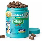 Solid Gold Calming Chews for Dogs with Melatonin for Storms &amp; Travel, 120ct | Stress, Hyperactivity Relief, &amp; Calming Care for Dogs - Supports Relaxation for Separation &amp; Fireworks - All Ages - Bacon