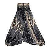 KEEYSUN Men Women Harem Trousers Boho Festival Hippy Smock High Waist Yoga Pants