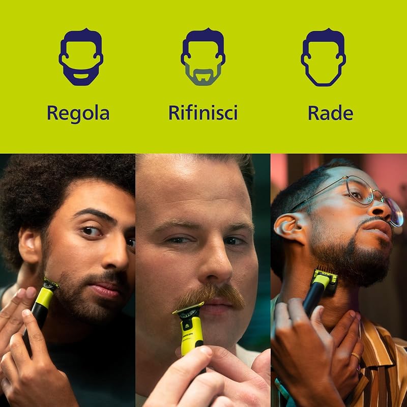 OneBlade 360 Face + Body, Autentico regolabarba elettrico, rasoio e spazzola con tecnologia a 360, 1x lame 360, 1x pettine regolabile 5 in 1, 1x kit per il corpo, (modello QP4631/30)