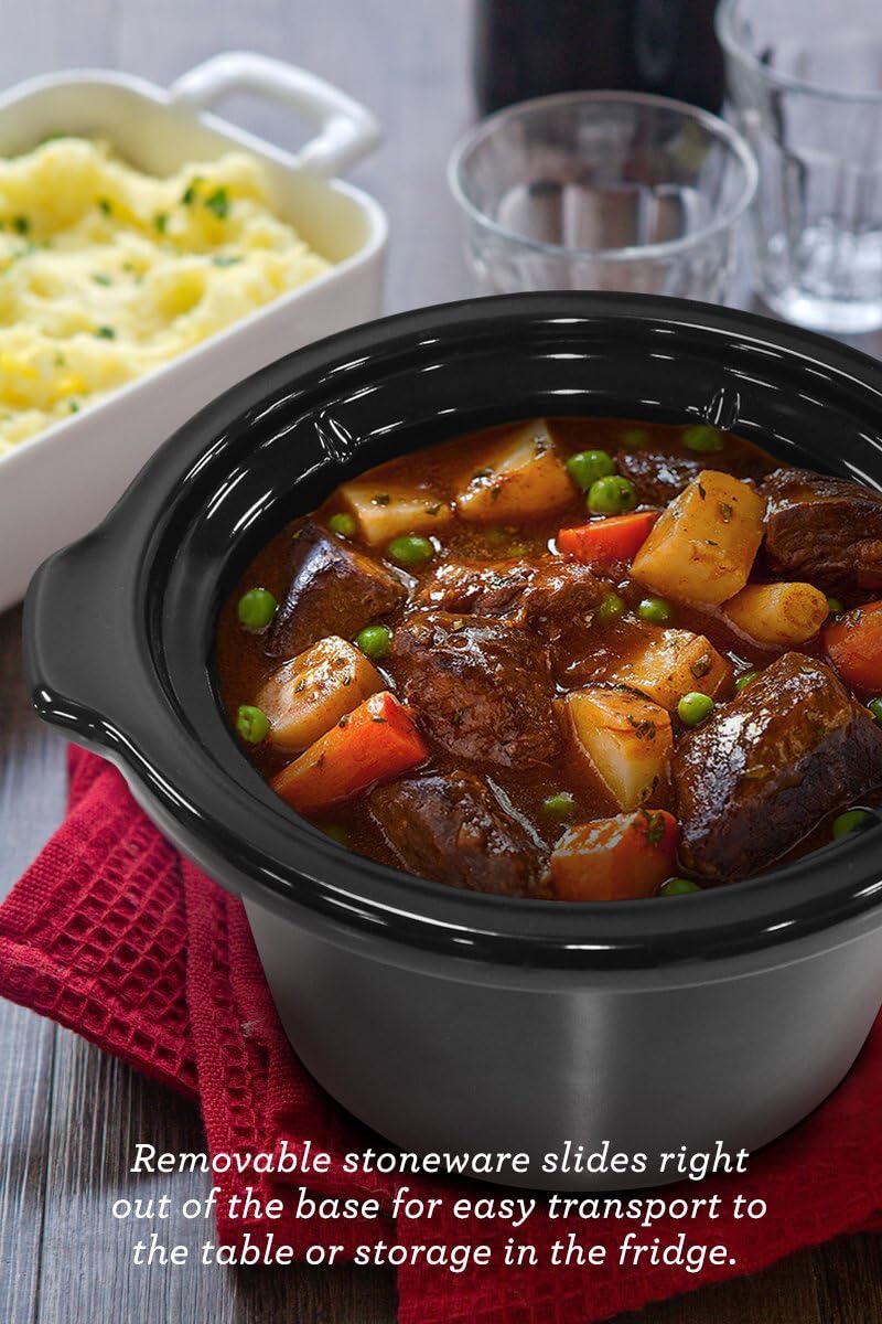 Elite Gourmet Lid & Ceramic Pot Slow Cooker with Adjustable Temp, Entrees, Sauces, Stews & Dips, Dishwasher Safe Glass Lid & Crock, 1.5 Quart, Stainless Steel: Crock Pot: Kitchen & Dining