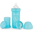 Twistshake Anti Colic Baby Bottles - Premium 260ml/8oz Bottles with 100ml Milk Storage Container for a Comfortable Feeding Experience for Baby Care - Pastel Blue