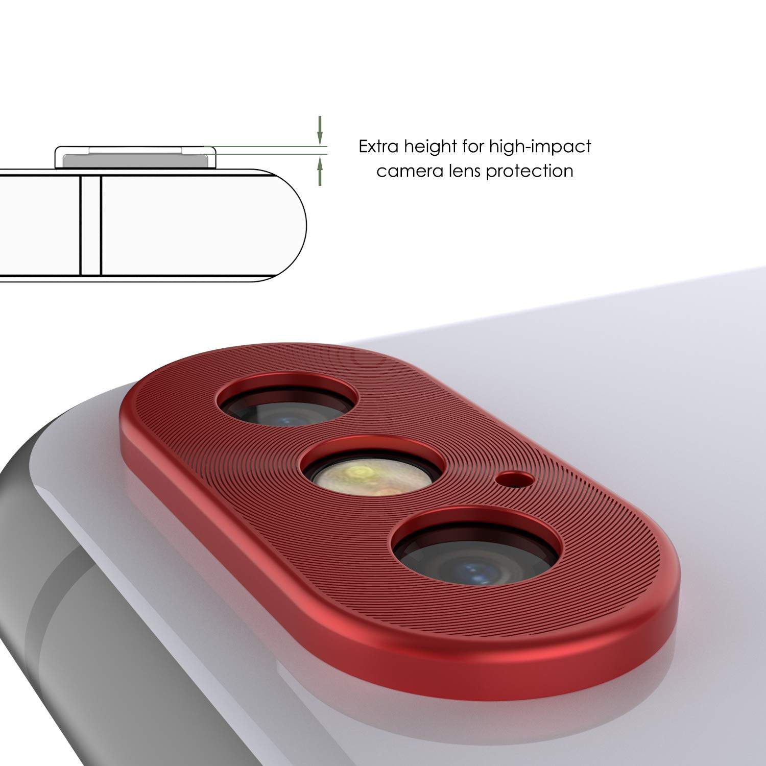 Punkcase Camera Protector Ring | Premium Aluminum Alloy Back Lens Cover Guard [Ultra Slim] Compatible W/Apple iPhone Xs Max (Red)